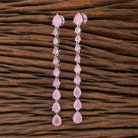 Cubic Zirconia Long Earring With Rhodium Plating