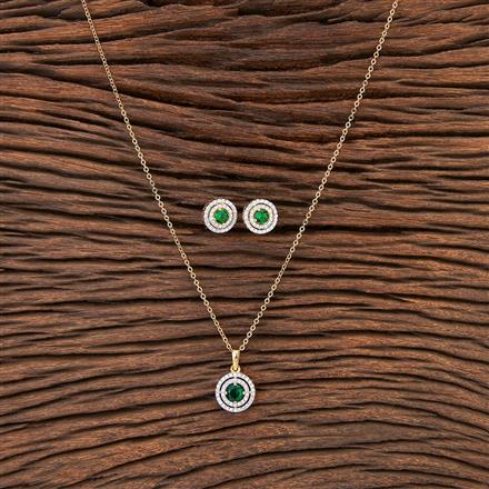 Cubic Zirconia Delicate Pendant Set With 2 Tone Plating