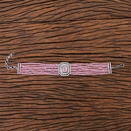 Cubic Zirconia Crystal Bandhai Bracelet With Rhodium Plating