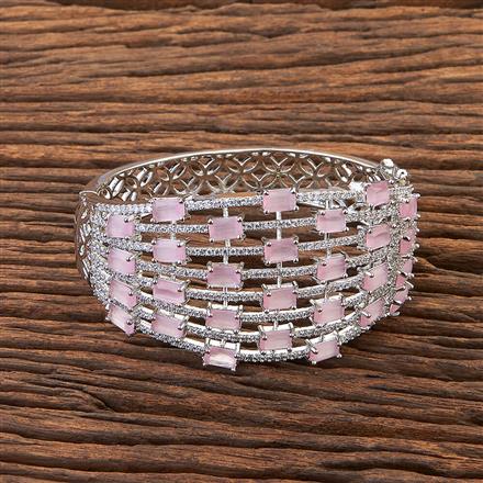 Cubic Zirconia Broad Kada With Rhodium Plating