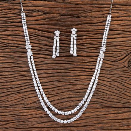 Cubic Zirconia Solitaire Necklace With Rhodium Plating