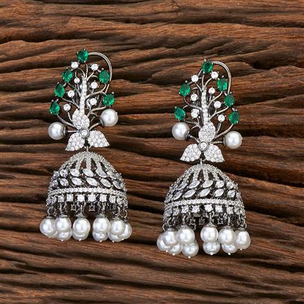 Cubic Zirconia Classic Jhumki With Black Plating