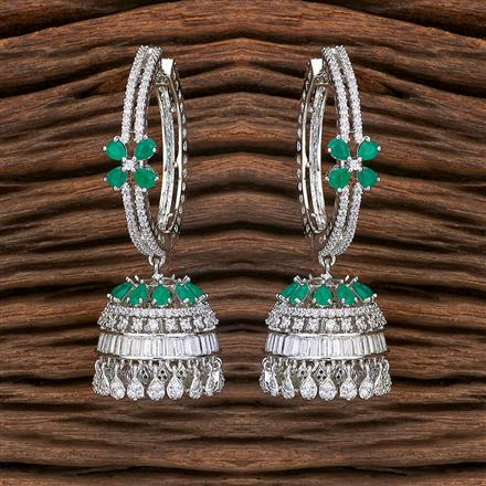 Cubic Zirconia Jhumki With Rhodium Plating