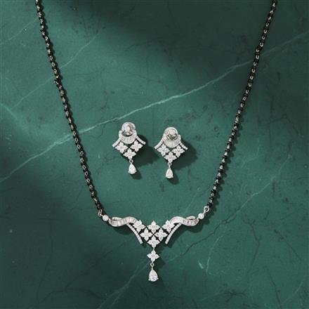 Cubic Zirconia Tanmaniya Mangalsutra With Rhodium Plating