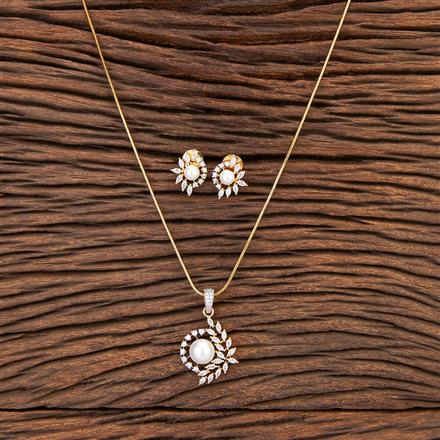 Cubic Zirconia Moti Pendant Set With 2 Tone Plating