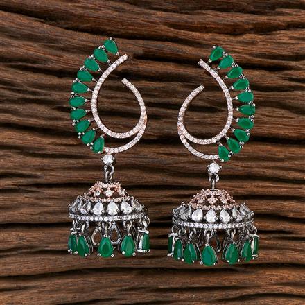 Cubic Zirconia Jhumki With Black Rose Plating