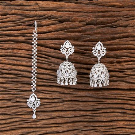 Cubic Zirconia Classic Earring Tikka With Rhodium Plating