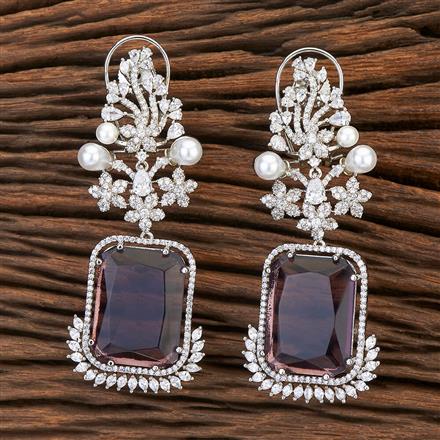 Cubic Zirconia Moti Earring With Rhodium Plating