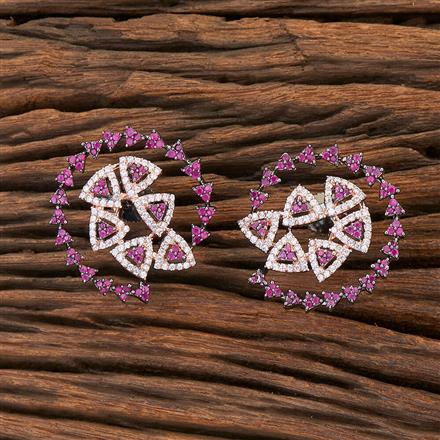 Cubic Zirconia Short Earring With Black Rose Plating