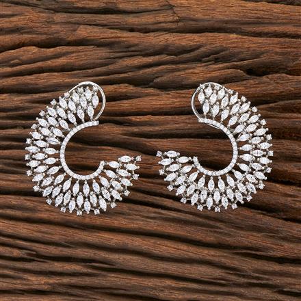 Cubic Zirconia Chand Earring With Rhodium Plating