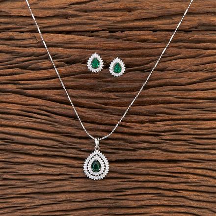 Cubic Zirconia Delicate Pendant Set With Rhodium Plating