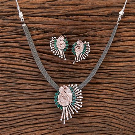 Cubic Zirconia Classic Pendant Set With Black Rose Plating