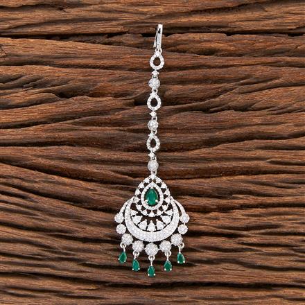 Cubic Zirconia Classic Tikka With Rhodium Plating