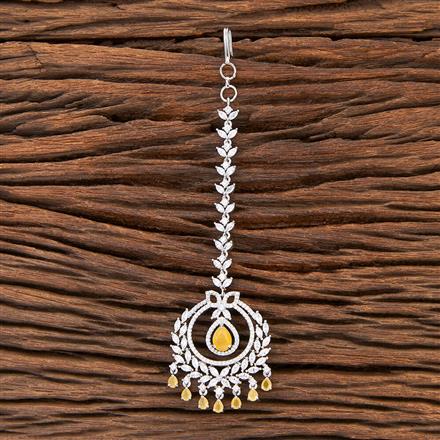 Cubic Zirconia Classic Tikka With Rhodium Plating