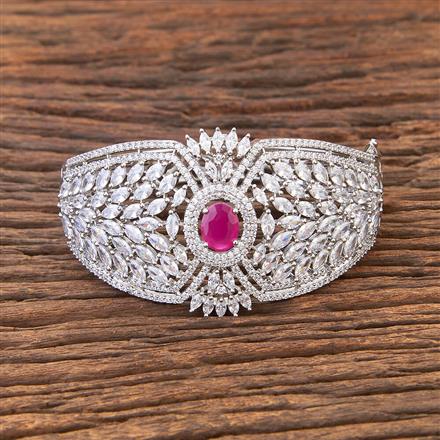 Cubic Zirconia Broad Kada With Rhodium Plating