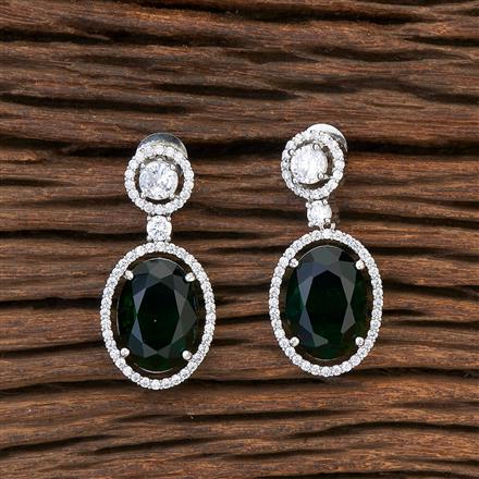 Cubic Zirconia Short Earring With Rhodium Plating