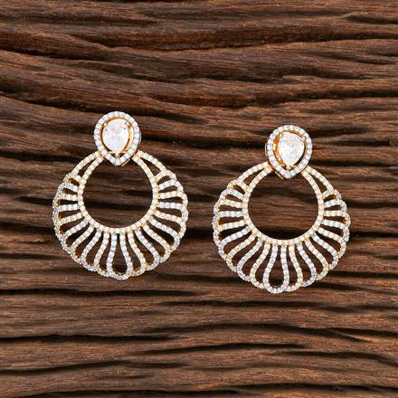 Cubic Zirconia Chand Earring With 2 Tone Plating