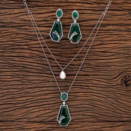 Cubic Zirconia Classic Pendant Set With Rhodium Plating