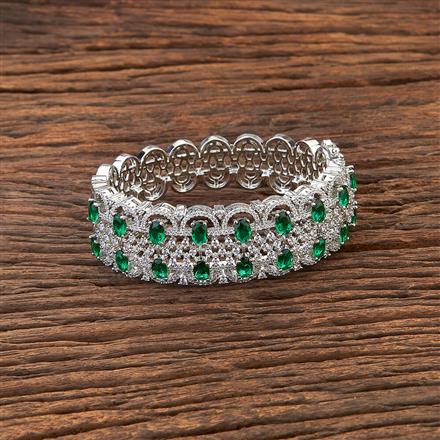 Cubic Zirconia Classic Kada With Rhodium Plating