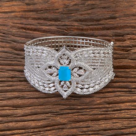 Cubic Zirconia Broad Kada With Rhodium Plating