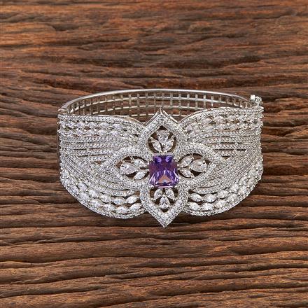 Cubic Zirconia Broad Kada With Rhodium Plating