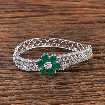 Cubic Zirconia Classic Kada With Rhodium Plating