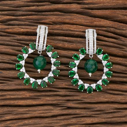 Cubic Zirconia Short Earring With Rhodium Plating