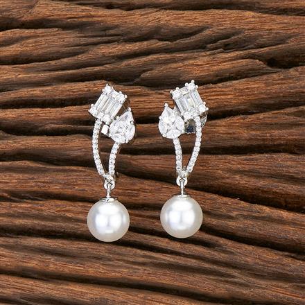 Cz Short Earring With Rhodium Plating