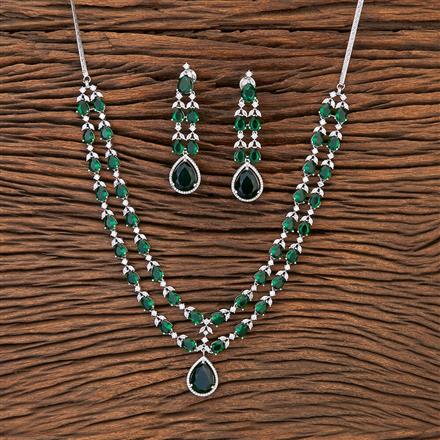 Cz 2 Line Necklace With Rhodium Plating