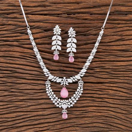 Cz Classic Necklace With Rhodium Plating