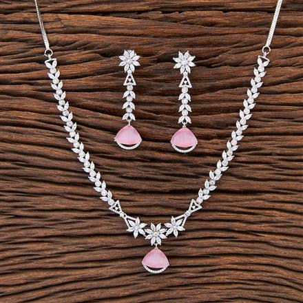 Cubic Zirconia Delicate Necklace With Rhodium Plating