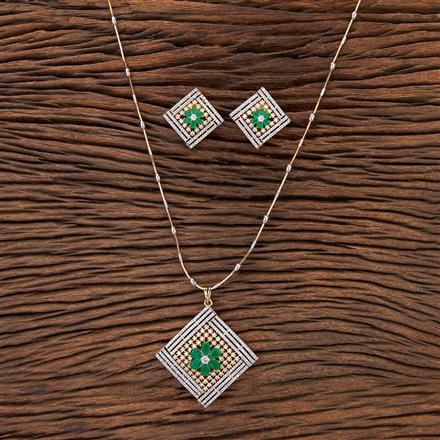 Cubic Zirconia Classic Pendant Set With 2 Tone Plating