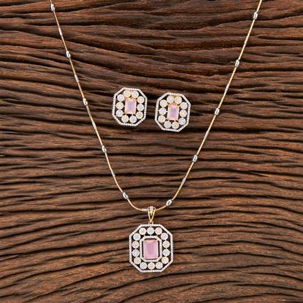 Cubic Zirconia Classic Pendant Set With 2 Tone Plating