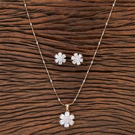 Cubic Zirconia Classic Pendant Set With 2 Tone Plating