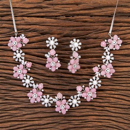 Cz Classic Necklace With Rhodium Plating