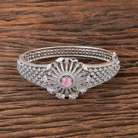 Cubic Zirconia Classic Kada With Rhodium Plating