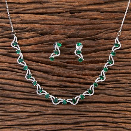 Cubic Zirconia Delicate Necklace With Rhodium Plating