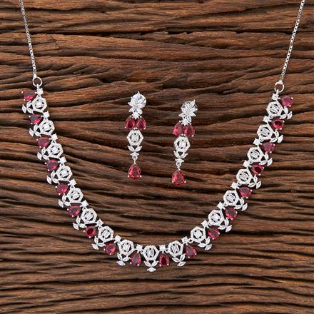 Cubic Zirconia Delicate Necklace With Rhodium Plating