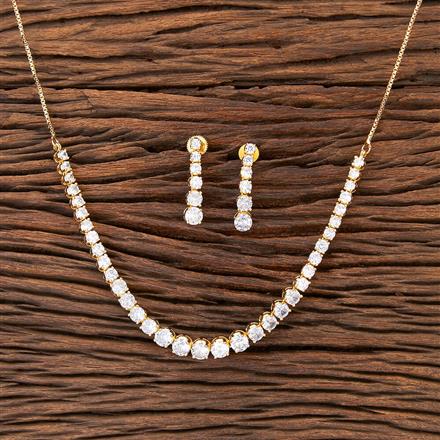 Cubic Zirconia Solitaire Necklace With 2 Tone Plating