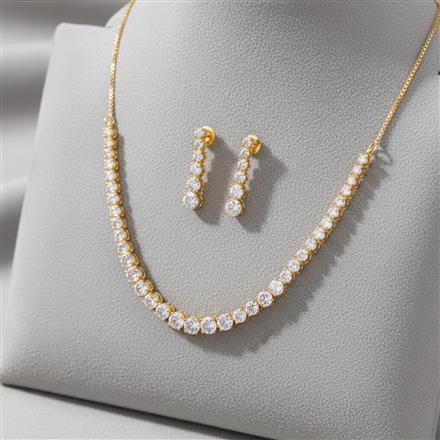 Cubic Zirconia Solitaire Necklace With 2 Tone Plating