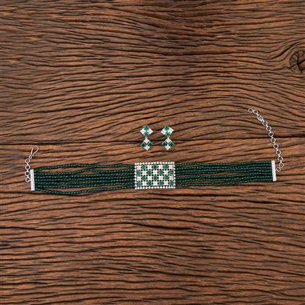 Cubic Zirconia Bandhai Necklace With Rhodium Plating