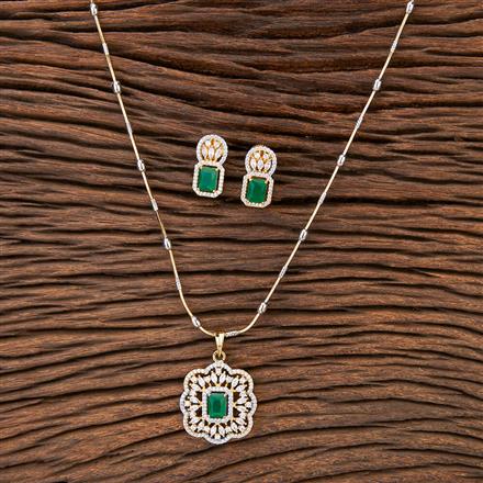 Cubic Zirconia Classic Pendant Set With 2 Tone Plating