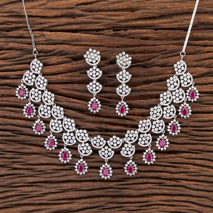 Cubic Zirconia Classic Necklace With Rhodium Plating
