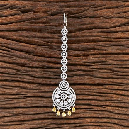 Cubic Zirconia Classic Tikka With Rhodium Plating