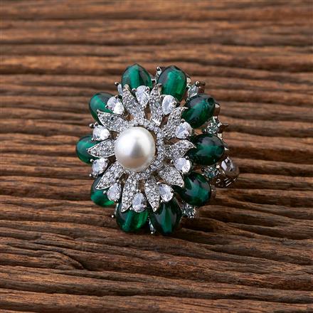 Cubic Zirconia Adjustable Ring With Black Plating