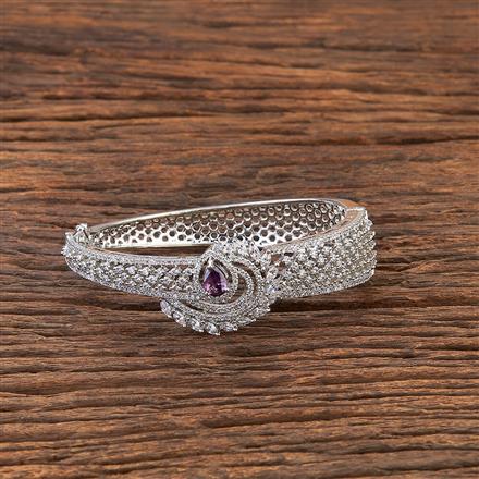 Cubic Zirconia Classic Kada With Rhodium Plating