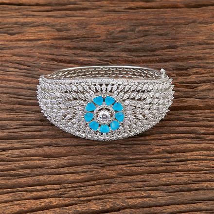 Cubic Zirconia Broad Kada With Rhodium Plating