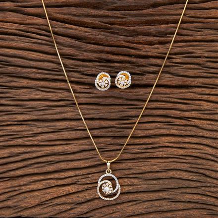 Cubic Zirconia Delicate Pendant Set With 2 Tone Plating