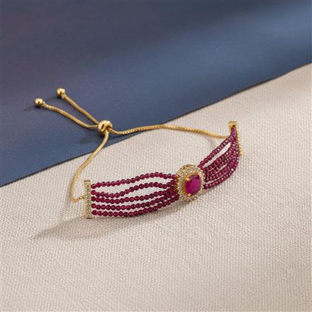 Cubic Zirconia Adjustable Bracelet With Gold Plating