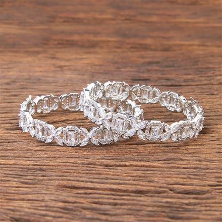 Cz Openable Bangles With Rhodium Plating
